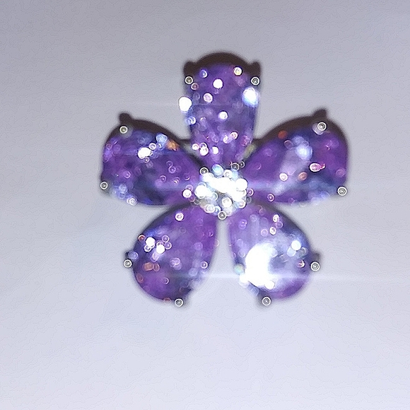 Pink Stone Flower Shaped Brooch Pin Pendant With Rhinestone - Picture 2 of 4